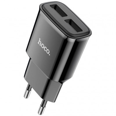 Сетевое зарядное устройство 2.1А, 2xUSB hoco C88A Star round - черный