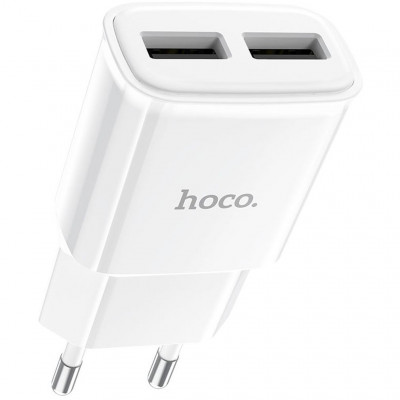 Сетевое зарядное устройство 2.1А, 2xUSB hoco C88A Star round - белый