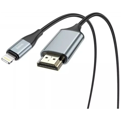 Кабель Hoco UA15 Lightning на HDMI 2M - серый