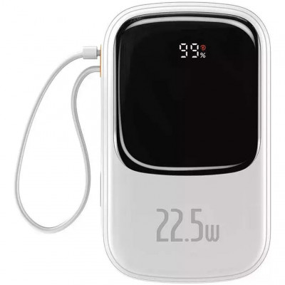 Внешний аккумулятор с выдвижным кабелем Type-C 20000mAh, 22.5W Baseus Qpow Pro PPQD060302 - белый