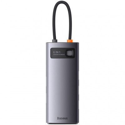 Хаб Baseus 6-in-1 Gray (Type-C to HDMI*2+USB3.0*3+PD*1) (WKWG030113)