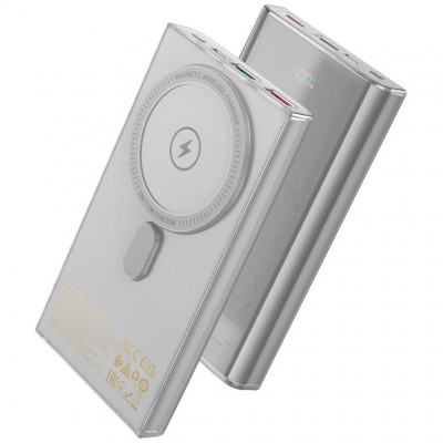 Внешний аккумулятор с Qi 10000mAh PD22.5W hoco Q22 Taurus - серый
