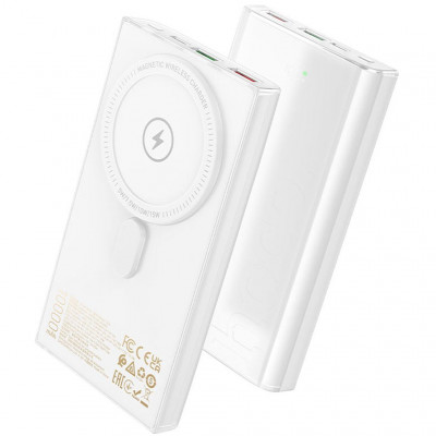 Внешний аккумулятор с Qi 10000mAh PD22.5W hoco Q22 Taurus - белый