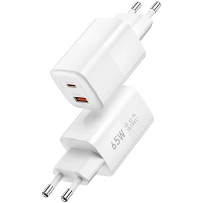 Сетевое зарядное устройство WiWU 65W PD+QC GaN Fast Charger Wi-U012 - белый