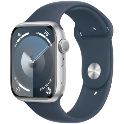 Смарт-часы Apple Watch S9 45мм M/L Silver Aluminum Case Storm Blue Sport Band M/L