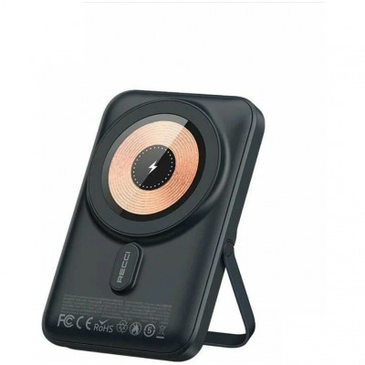 Внешний аккумулятор 10000mAh с Qi, 15W, MagSafe Recci RPB-W08 - черный