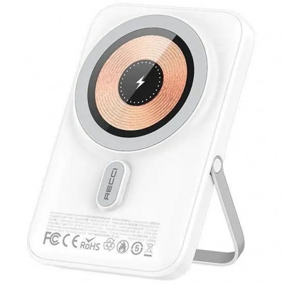Внешний аккумулятор 10000mAh с Qi, 15W, MagSafe Recci RPB-W08 - белый