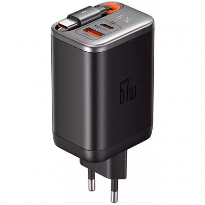 СЗУ Mcdodo 67W GaN Charger USB A + USB C со встроенным кабелем Type-C - черный