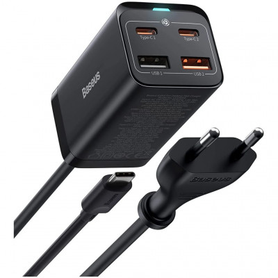 Сетевое зарядное устройство 100W, 2xUSB, 2x Type-C Baseus GaN3 Pro CCGP000101 - черный