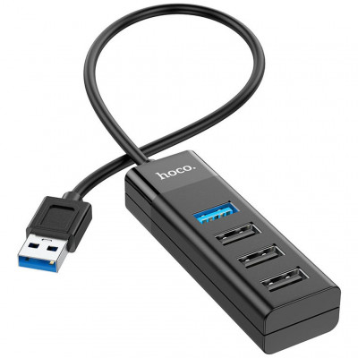 Хаб Hoco HB25 Easy mix Hub 4в1 USB-A - черный