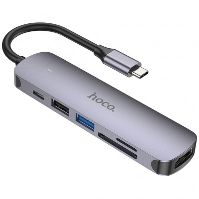 Хаб Hoco HB28 Hub Type-C (HDTV+USB3.0+USB2.0+SD+TF+PD)