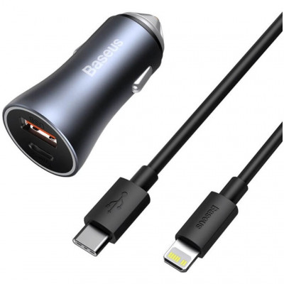АЗУ 40W набор с кабелем Type-C на Lightning Baseus TZCCJD-B0G - темно-серый
