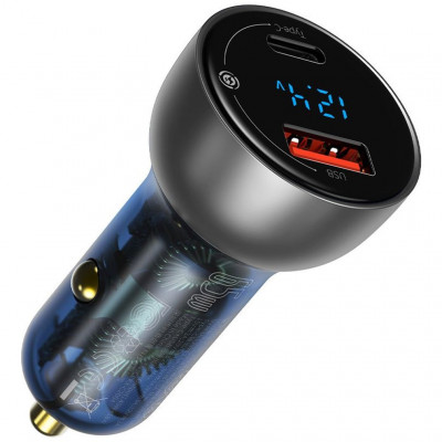 Автомобильное зарядное устройство 65W QC+PPS Baseus CCKX-C0A - серый