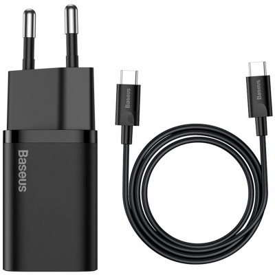 Сетевой адаптер 25W с кабелем Type-C на Type-C 1м. Baseus Super TZCCSUO-L01 - черный