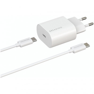 Сетевое зарядное устройство 25W с кабелем Type-C на Type-C Breaking WC15 - белый